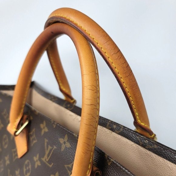 Louis Vuitton Sac Plat Monogram Canvas Leather Large Tote Bag Authentic MI0041 - Picture 7 of 12